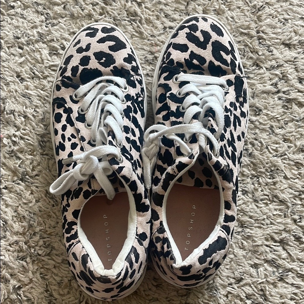Topshop Black and White Animal Print Sneakers